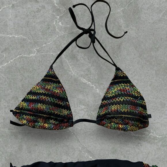 OP‎ Black Embroidered Bikini Set - Picture 2 of 8